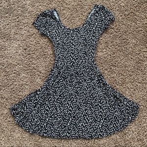 Black and white floral skater dress